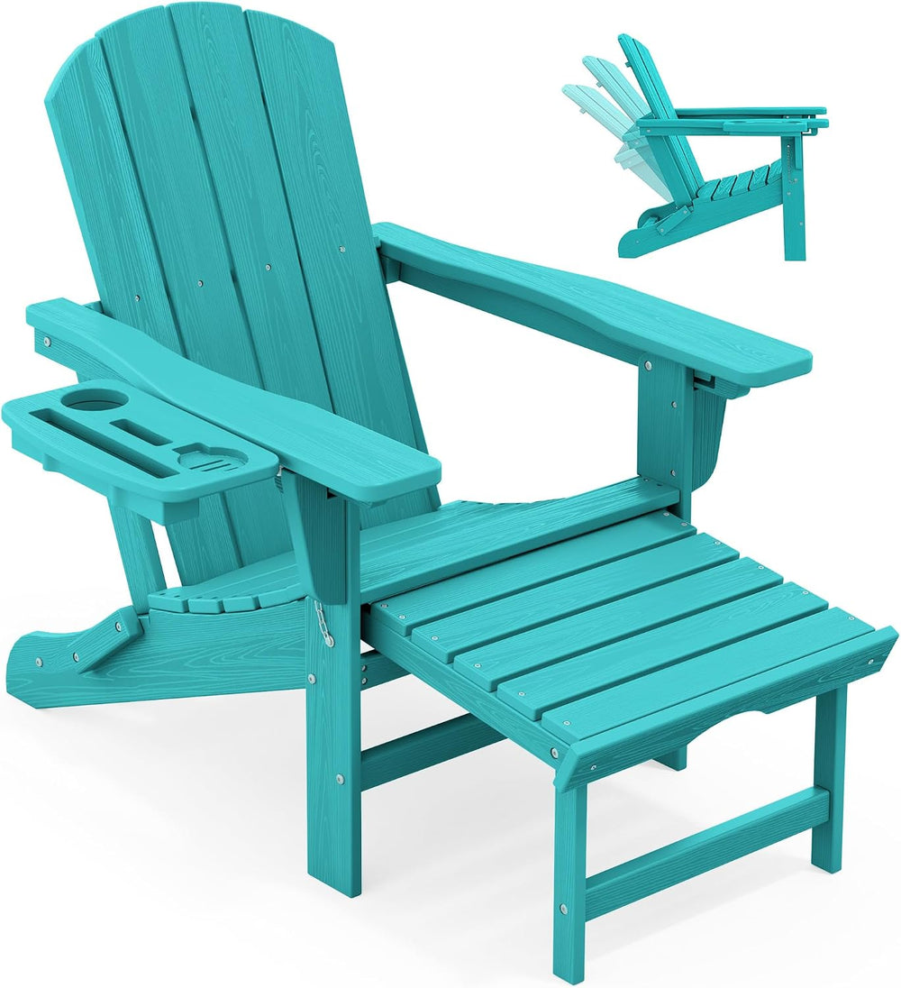 KINGYES Adjustable Folding Adirondack Chair with Footrest & 4-in-1 Multi-...