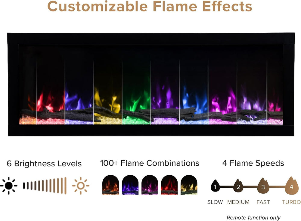 Modern Ember Highmark 72 Inch Smart Linear Electric Fireplace - Premium Flame...