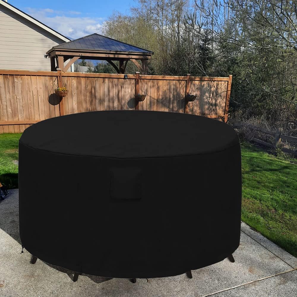 94 Inch Tall Round Patio Bar Height Table and Chair Set Cover Heavy Duty Wate...