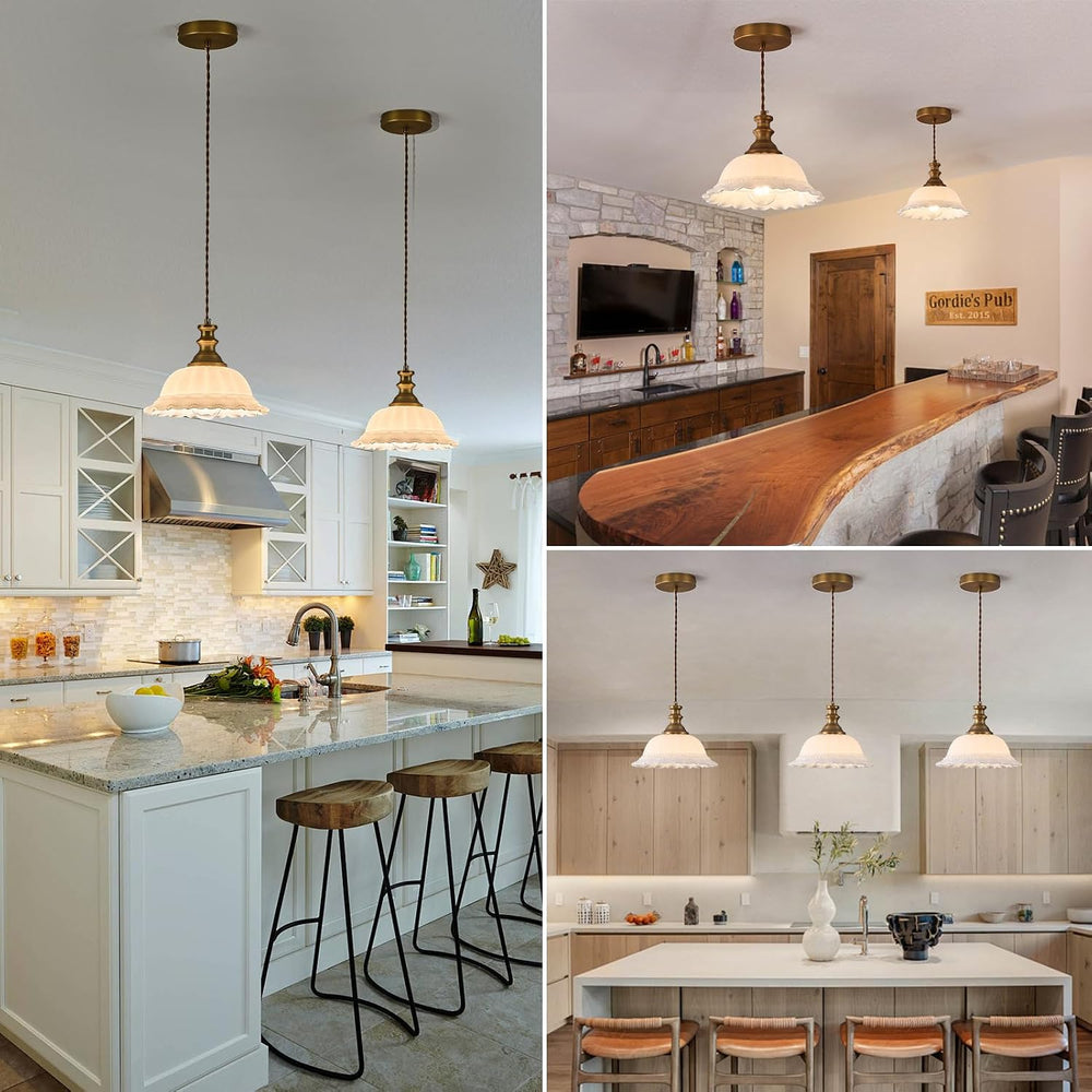 HDDFL White Glass Pendant Lights Modern Pendant Lighting Fixtures 11.8 in Han...