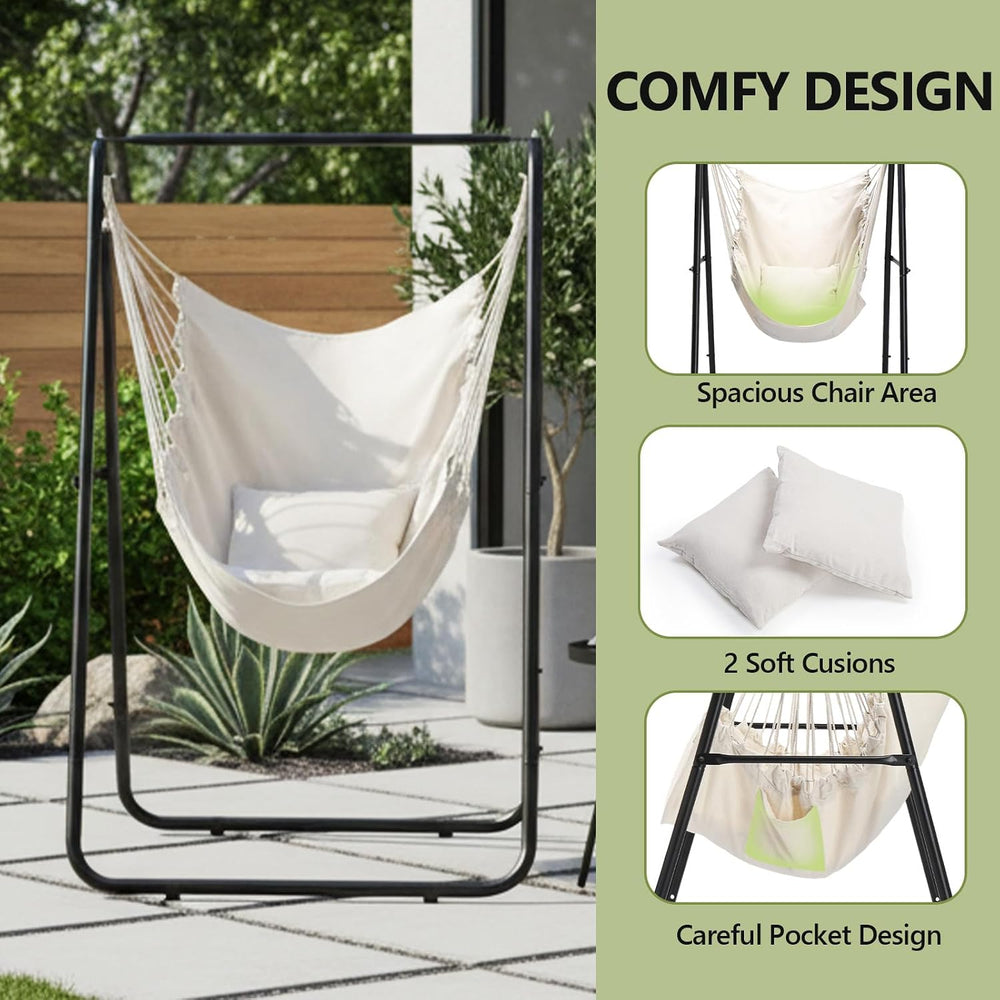 ONCLOUD 600LBS Heavy-Duty Hammock Chair with Stand, Steel Hanging Chair Stand...