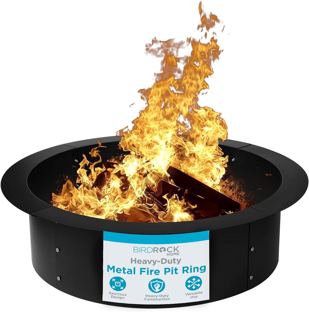 BIRDROCK HOME 30" Fire Ring for The Outdoors - Durable Solid Iron - Home...