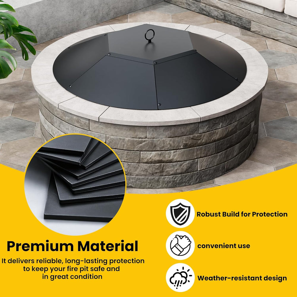 28 inch Metal Round Fire Pit Lid with Handle & Poker