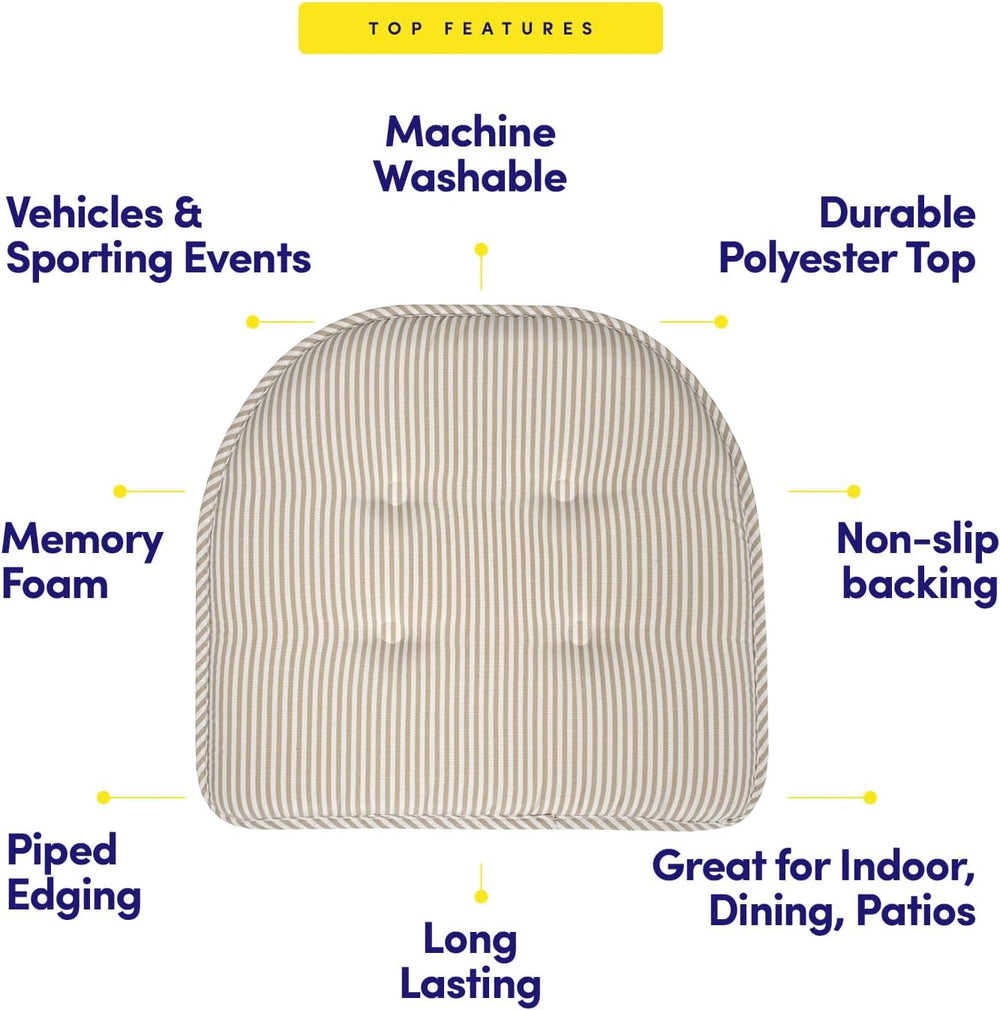 Sweet Home Collection Chair Cushion Memory Foam Pads Tufted Slip Non Skid Rub...