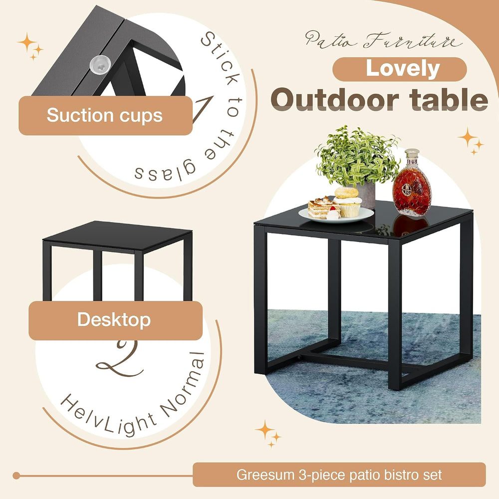 Greesum 3 Piece Patio Furniture Set, All-Weather Imitation Rattan Conversatio...
