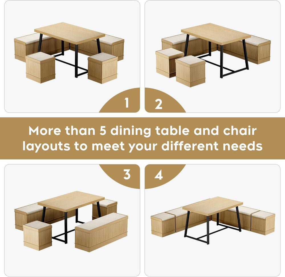 Brafab Corner Dining Table Set, 43 Inch Breakfast Nook Table Set with Bench w...
