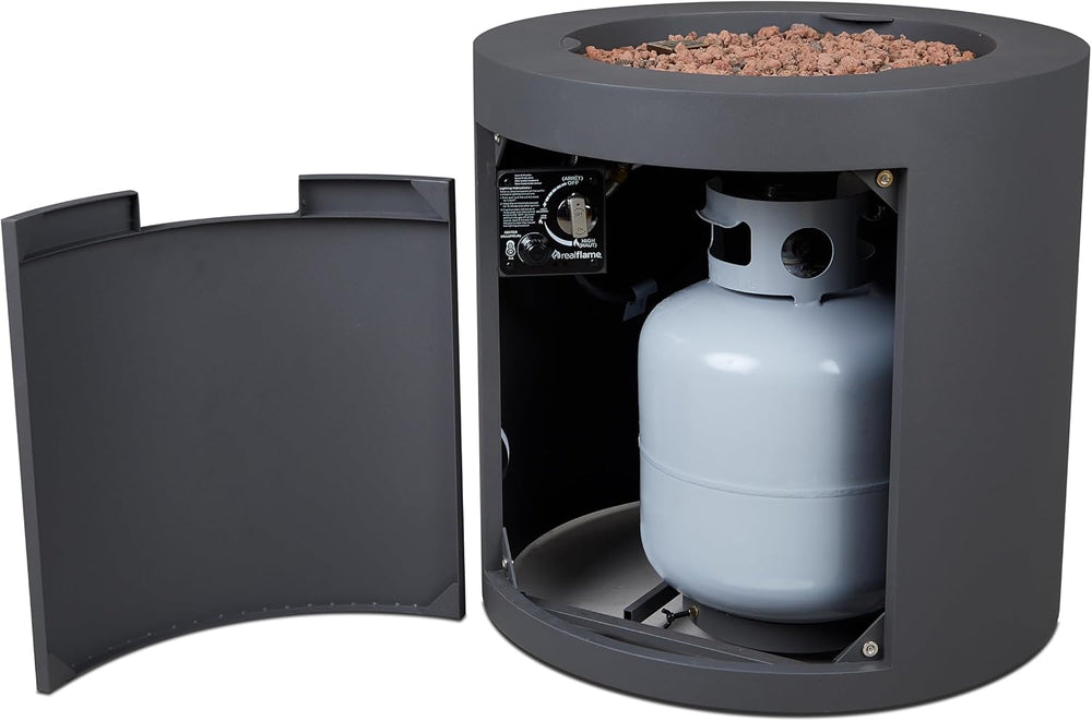 Real Flame Aegean 24" Round Propane Gas Fire Pit Table with Hidden Tank,...