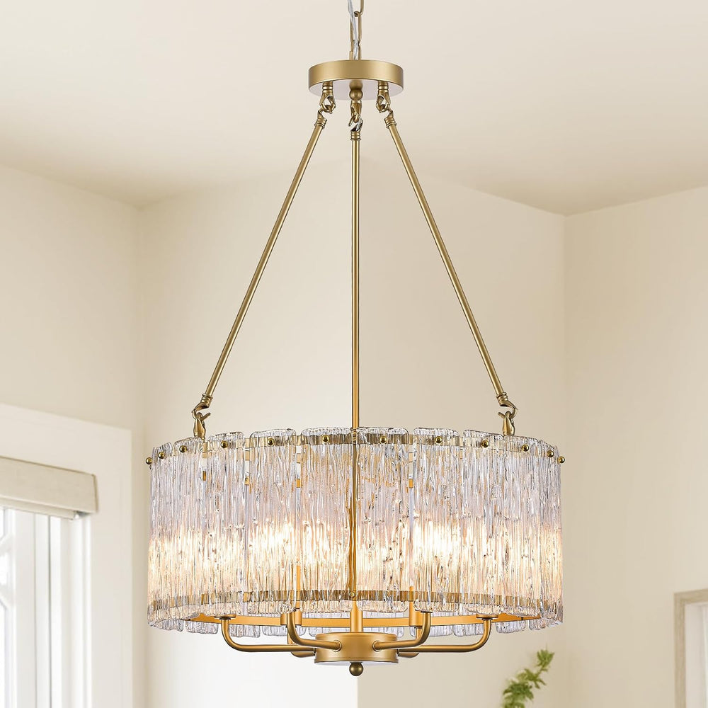CATINER Modern 20" Crystal Glass Chandelier 6-Light Gold Chandeliers