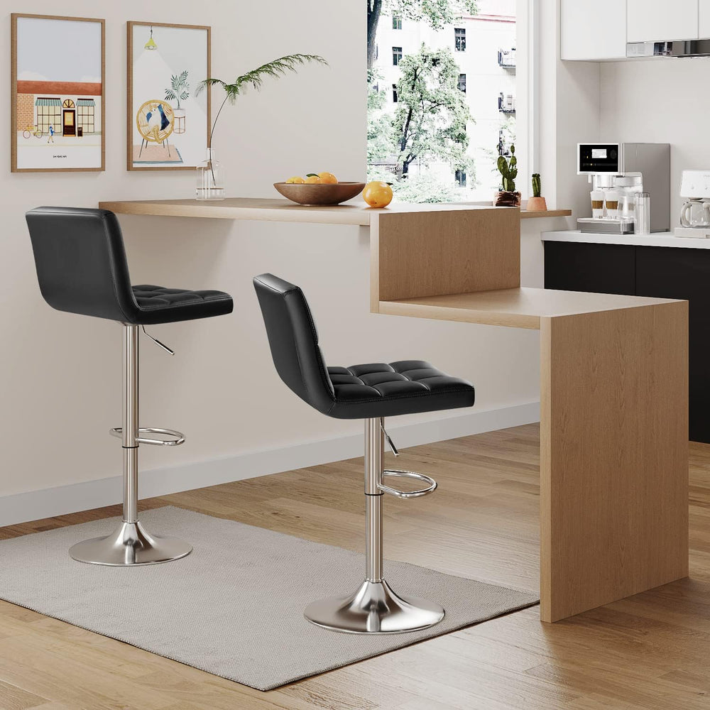 Furmax Bar Stools Modern Pu Leather Swivel Adjustable Hydraulic Bar Stool Squ...