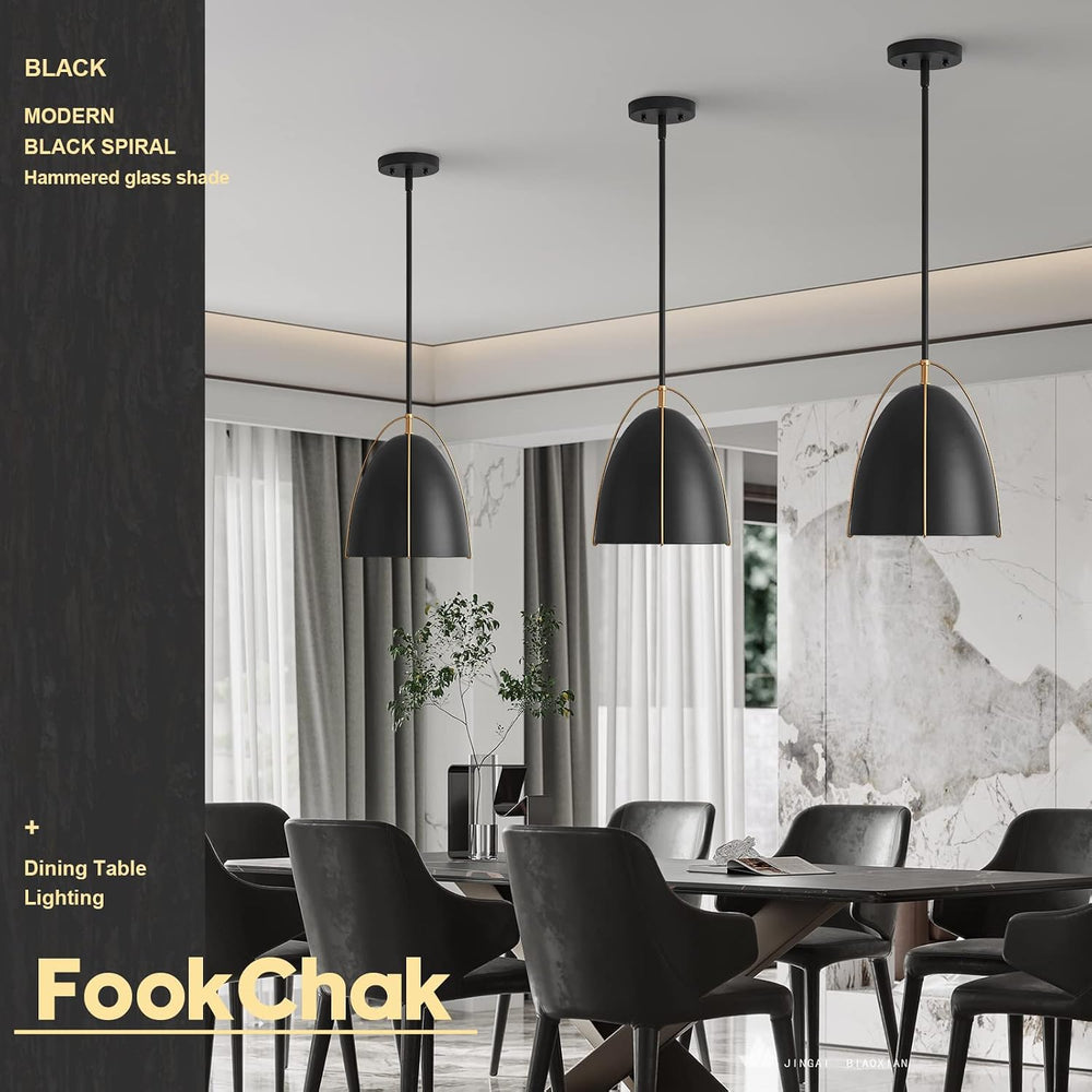 Black Dome Pendant Light 10in Kitchen Island Pendant Lighting Modern Black &a...