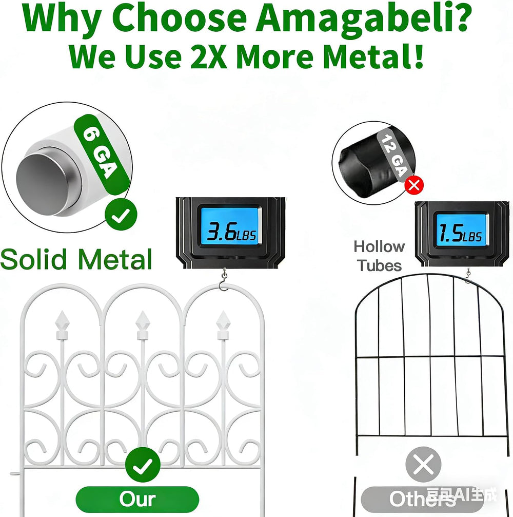 AMAGABELI GARDEN & HOME 5 Panels 32in(H)×10ft(L) Decorative Garden Fences...