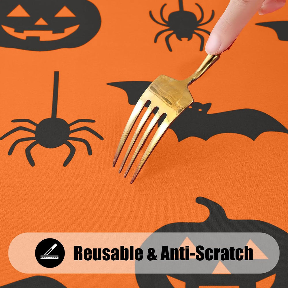 Smiry 2 Pack Rectangle Halloween Table Cloth, Waterproof Elastic Fitted Table...