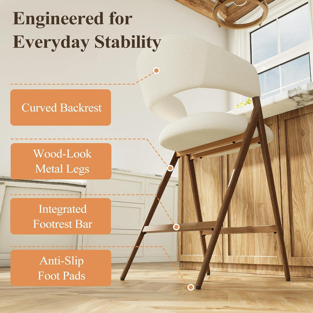 COLAMY Bar Stools Set of 2, 26" Counter Height Barstools with Backs, Mod...