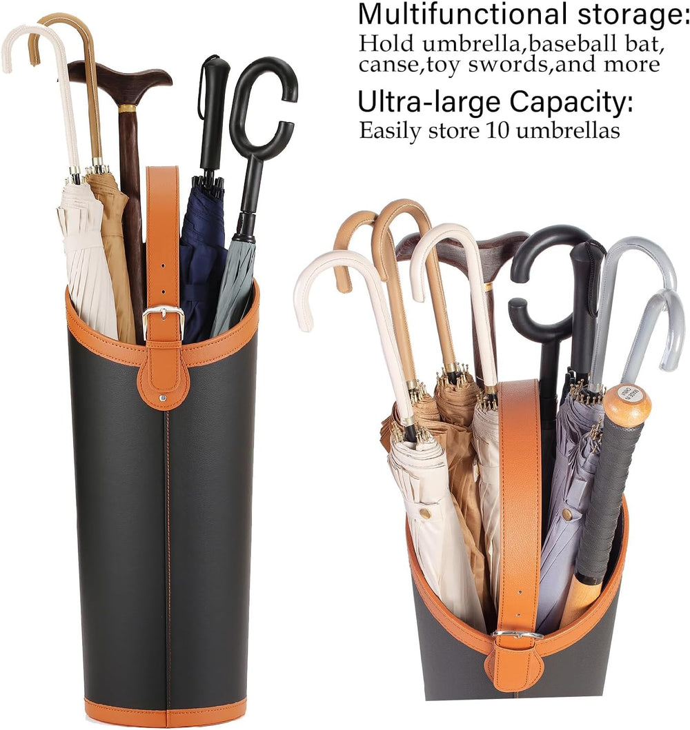 Faux Leather Large Umbrella Holder Entryway,Modern Black Umbrella Rack Stand ...