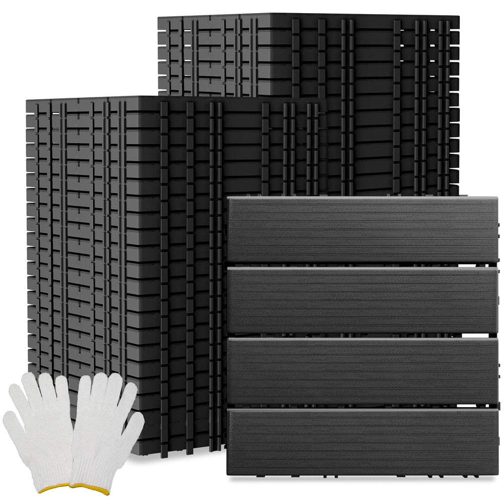 60 Pack Plastic Interlocking Deck Tiles, 60 sq. ft Patio Deck Tile, 12"x...