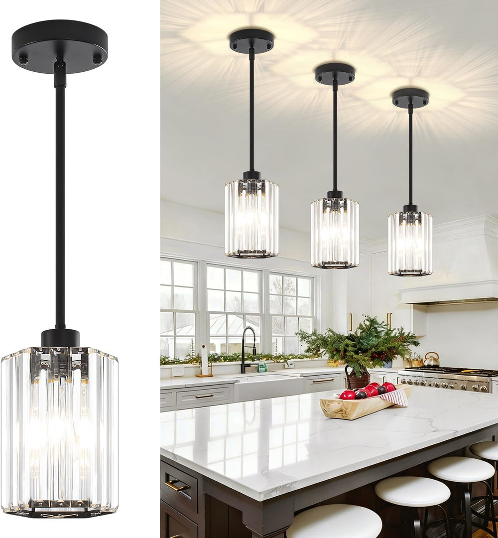 Black Pendant Lights Kitchen Island Modern Crystal Hanging Pendant Light