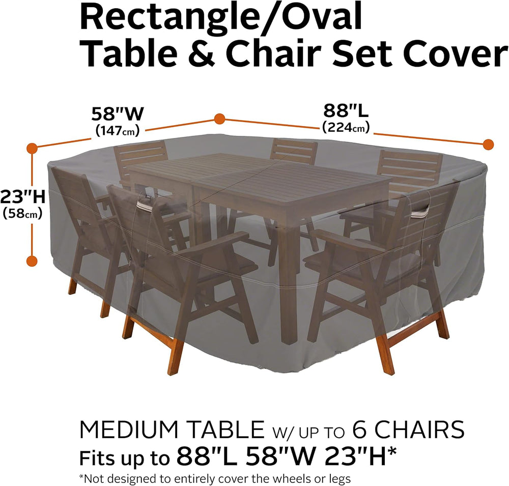 Classic Accessories Ravenna Water-Resistant 88 Inch Rectangular/Oval Patio Ta...