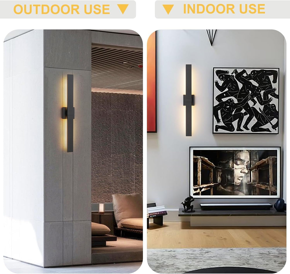 Black Modern LED Outdoor Wall Sconce 31.5" Long Outdoor Wall Lights Exte...