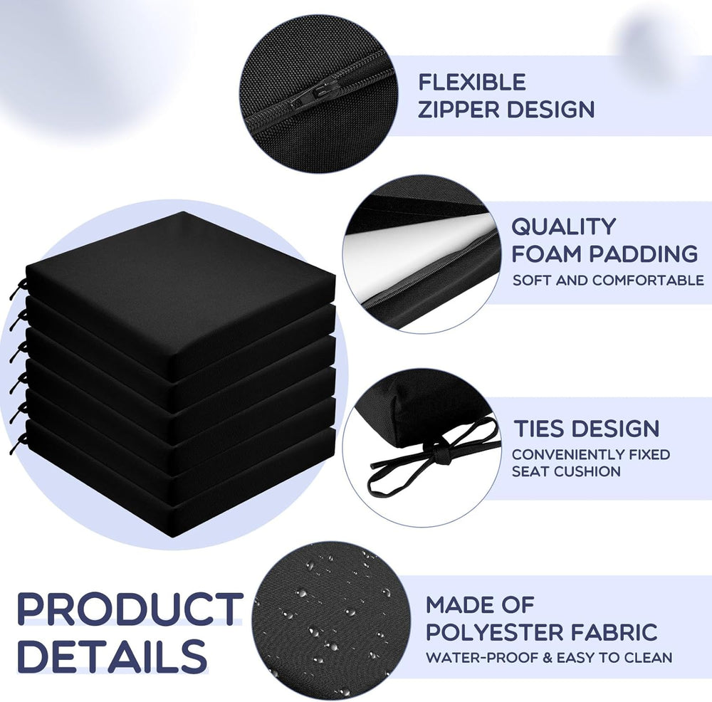 Preboun 6 Pack Outdoor Chair Cushions 19" x 19" x 3" Patio Wat...
