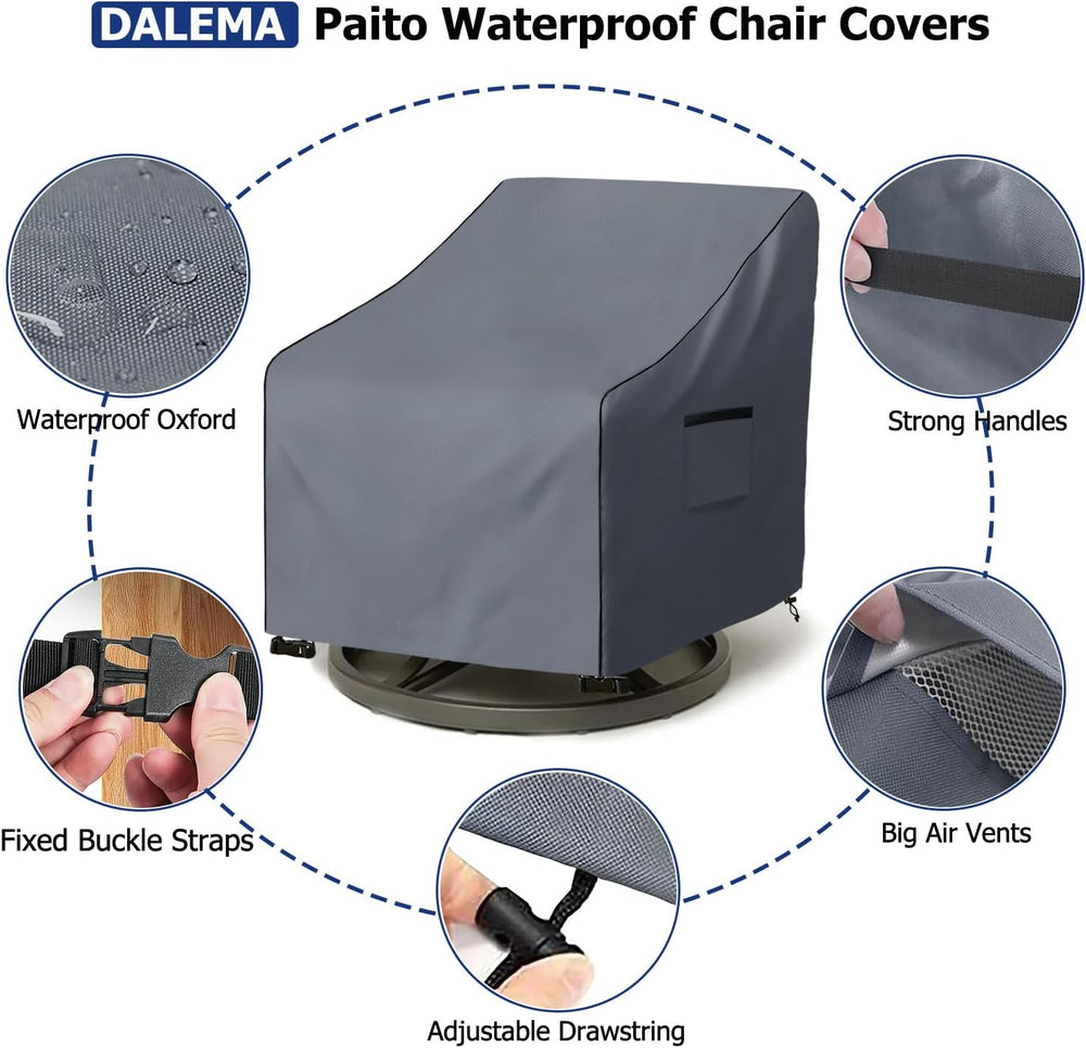 Outdoor Swivel Chair Cover 2 Pack,600D Heavy Duty 100% Waterproof Outdoor Cha...
