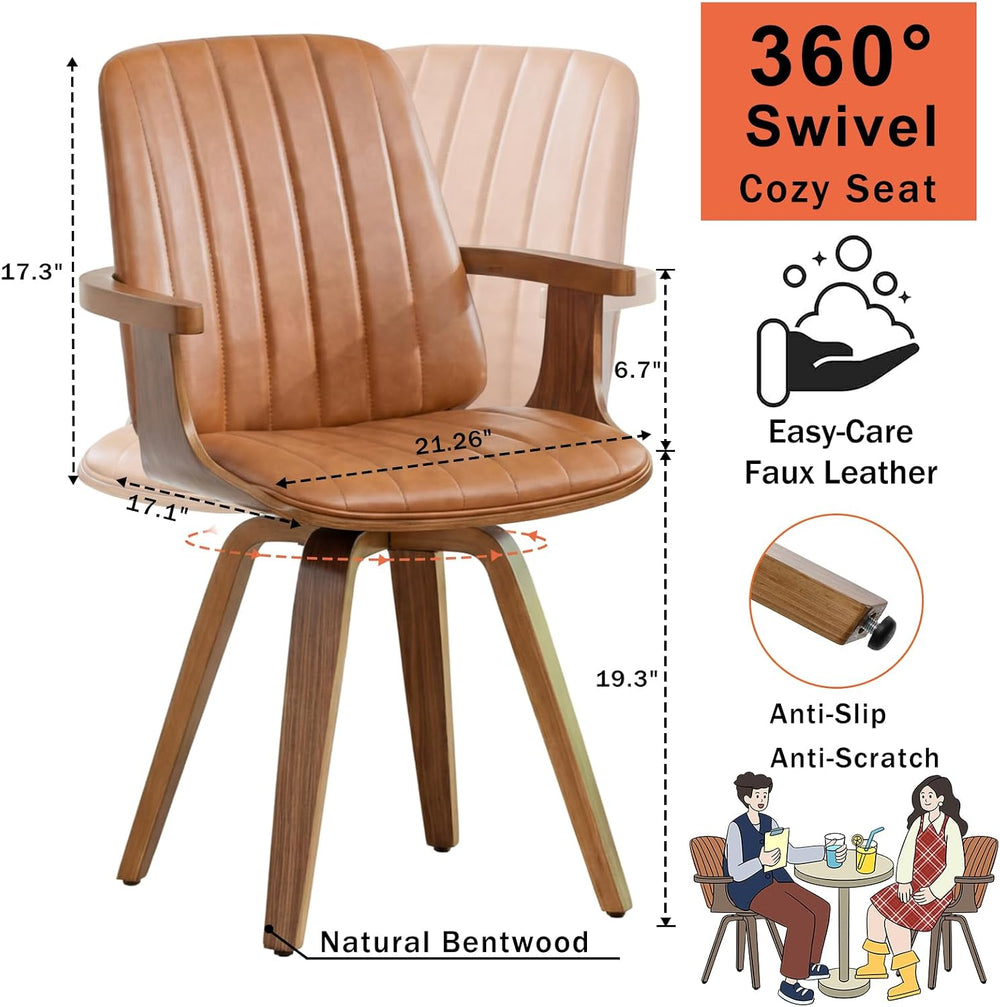 Walnut Dining Chairs, Mid Century Modern Leather Swivel Desk Chairs Walnut