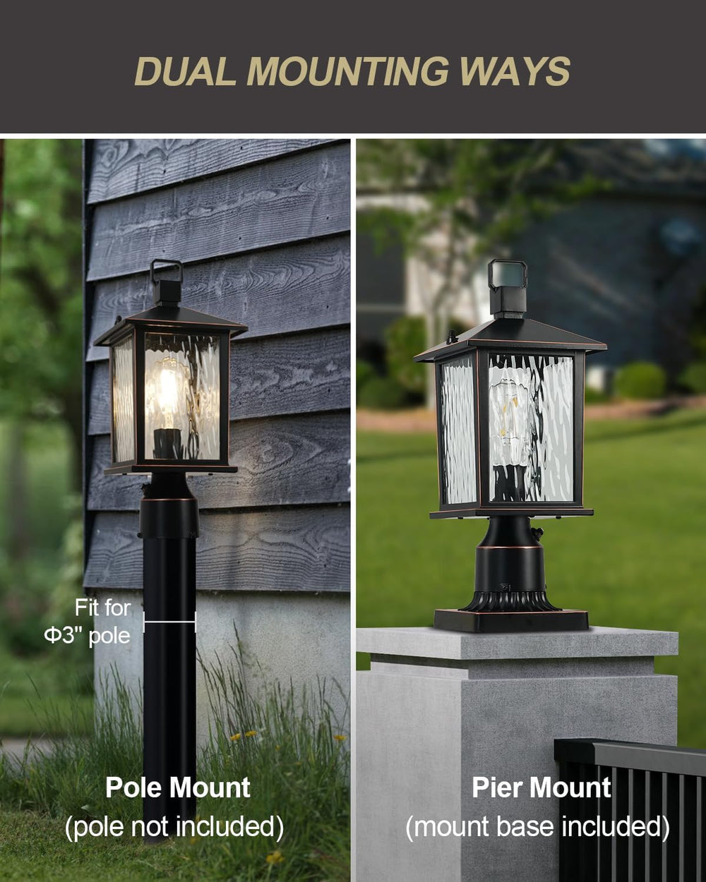 Dusk to Dawn Outdoor Post Light, Oil-Rubbed Bronze Pole Lantern