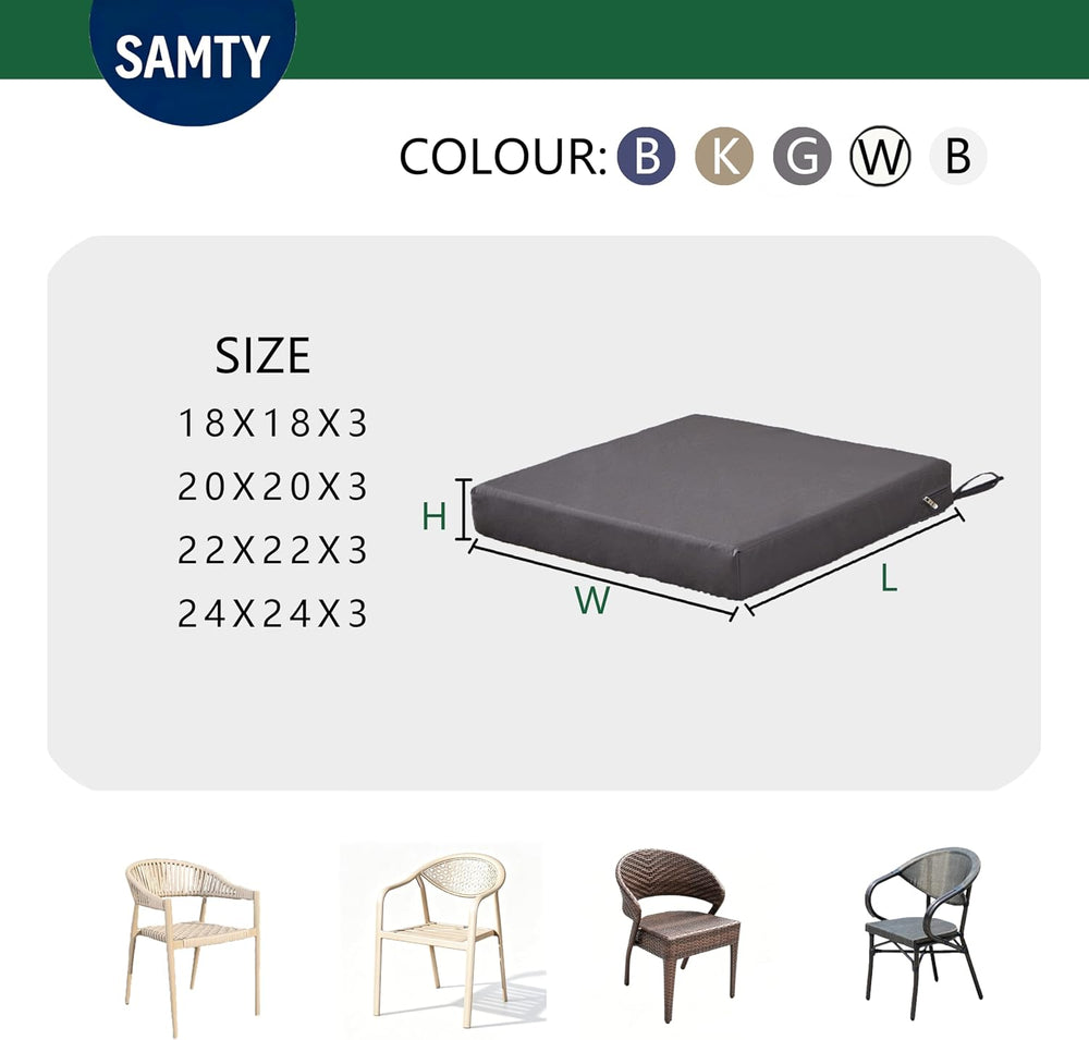 SAMTY Outdoor Chair Cushions, Waterproof Patio Seat Cushion of 2, 20X20X3