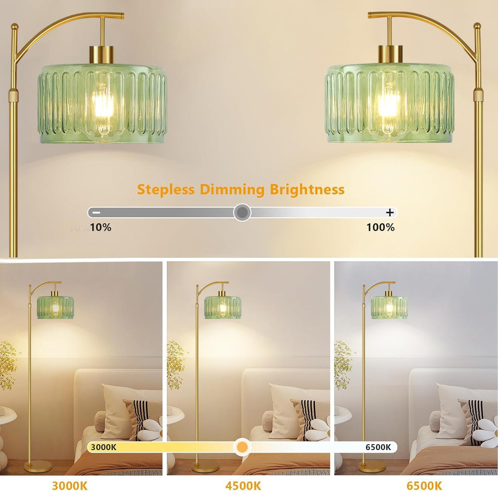 QIYIZM Floor Lamp for Living Room,Bedroom,Gold Dimmable Standing Lamp with Re...