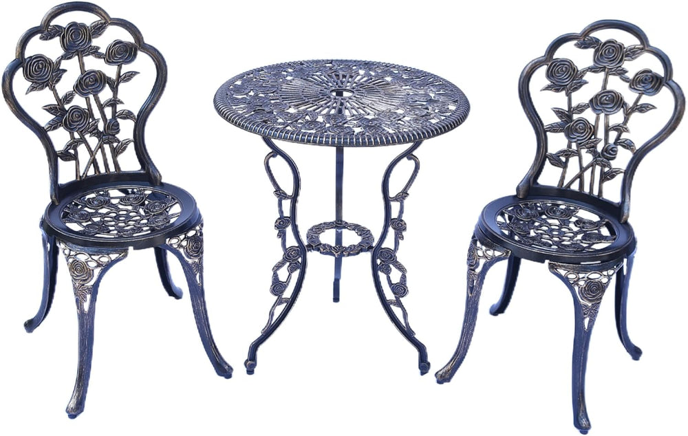 KAILI Outdoor Furniture Bistro Set with Rose Pattern 1 Table 2 Chairs for Gar...