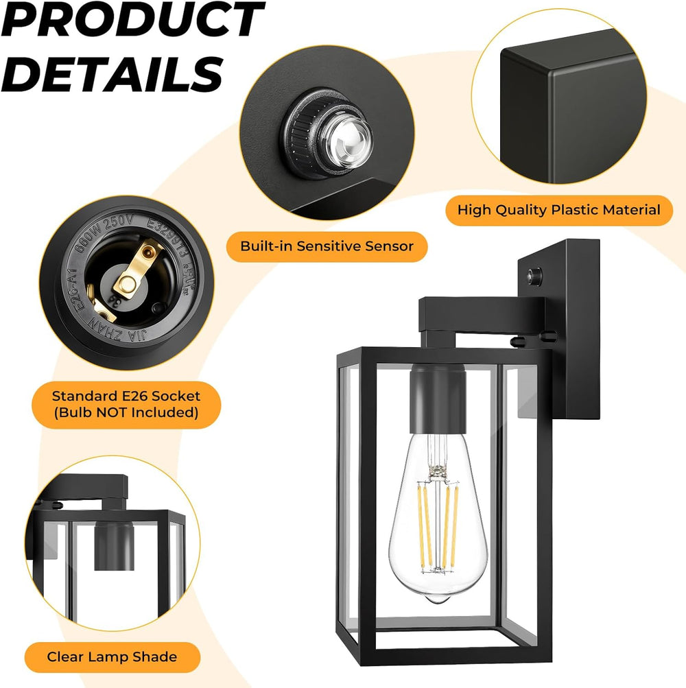 FOLKSMATE 2 Pack Dusk to Dawn Outdoor Wall Light Fixtures, Hardwired Anti‑Rus...