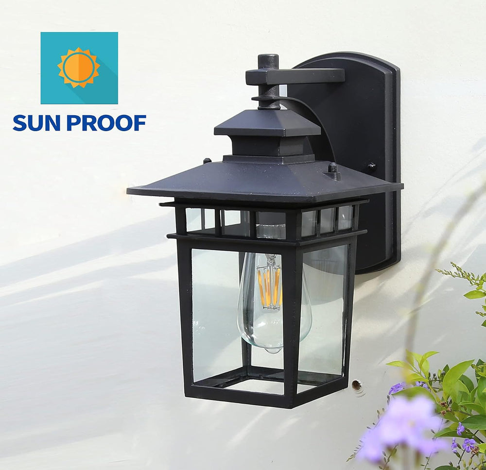 Modern Porch Light Wall Mount Black Exterior Wall Lantern for House Front Por...