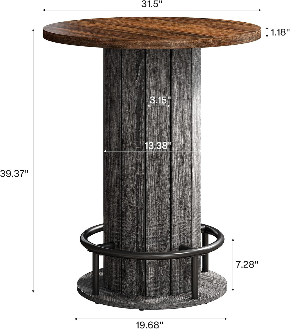 Tribesigns Round Dining Table Set of 2, Bar Height Commercial Kitchen Table w...