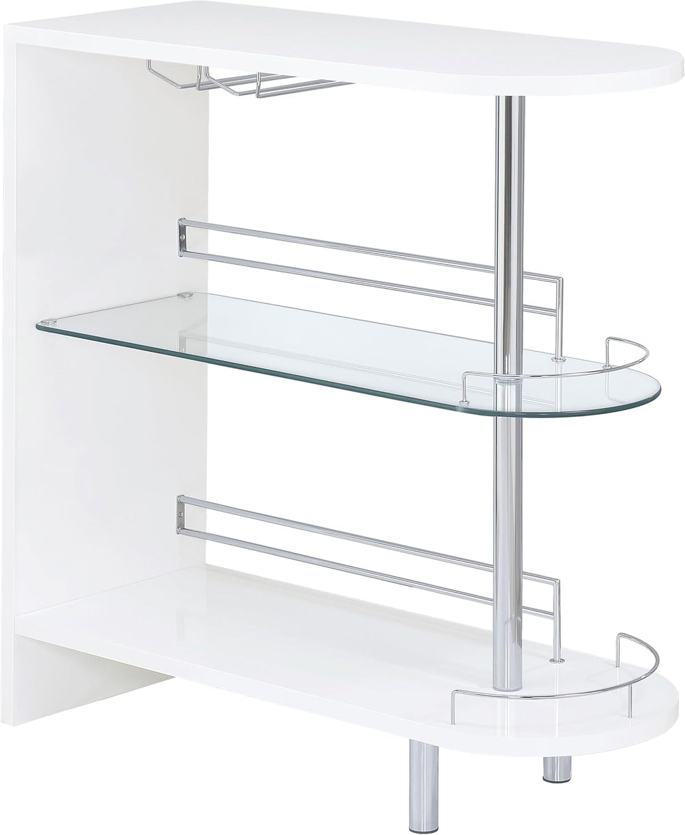 COASTER 2-holder Bar Table, Glossy White/Clear