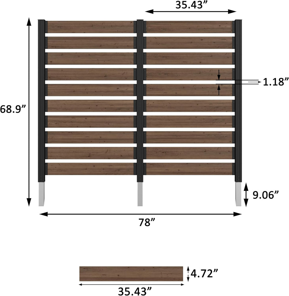 MUPATER 5FT× 6.5FT No-Dig Wood Privacy Screen, Outdoor Screen Panel for Hard ...