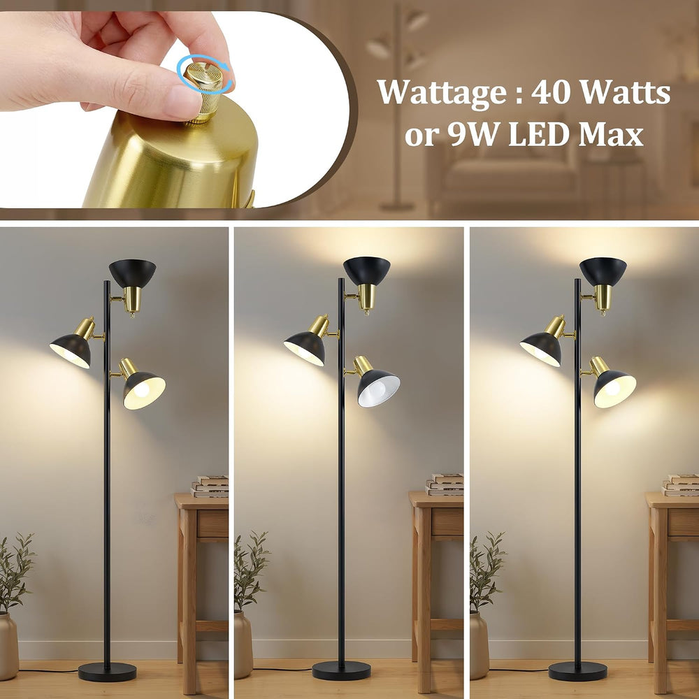 3 Light Floor Lamps for Living Room, 67" Tall Metal Modern Tree Floor Lamp
