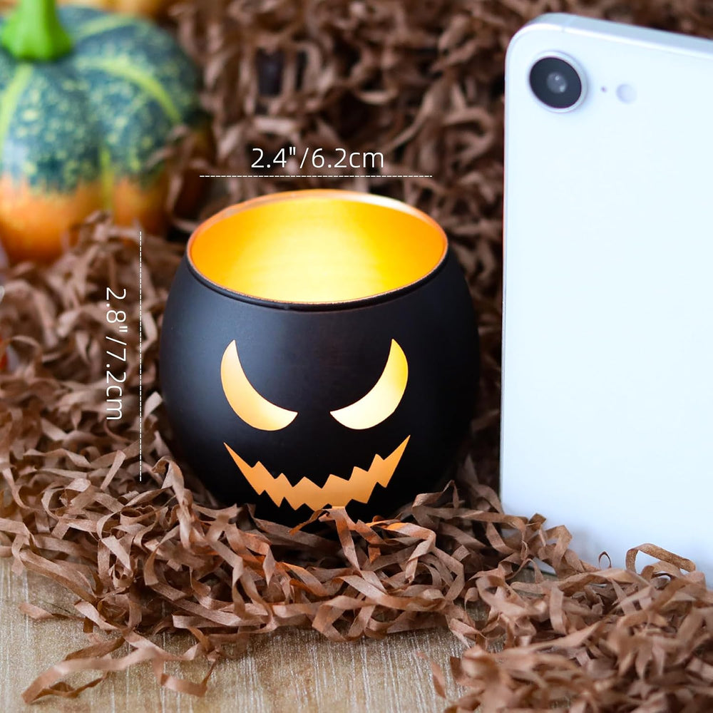 SHMILMH Halloween Table Centerpiece Candle Holders Set of 12, Black and Gold ...
