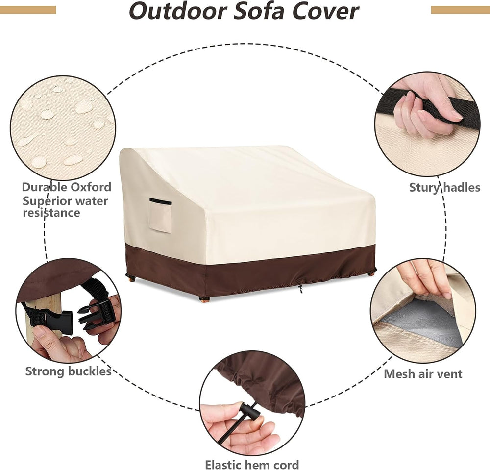 3-Seater Patio Sofa Cover, 600D Heavy Duty Waterproof Outdoor Sofa Covers, 76...