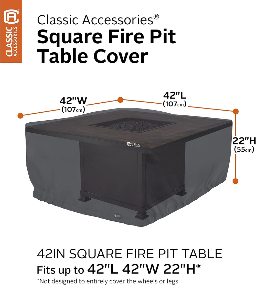 Classic Accessories Water-Resistant 42 Inch Square Fire Pit Table Cover, Outd...