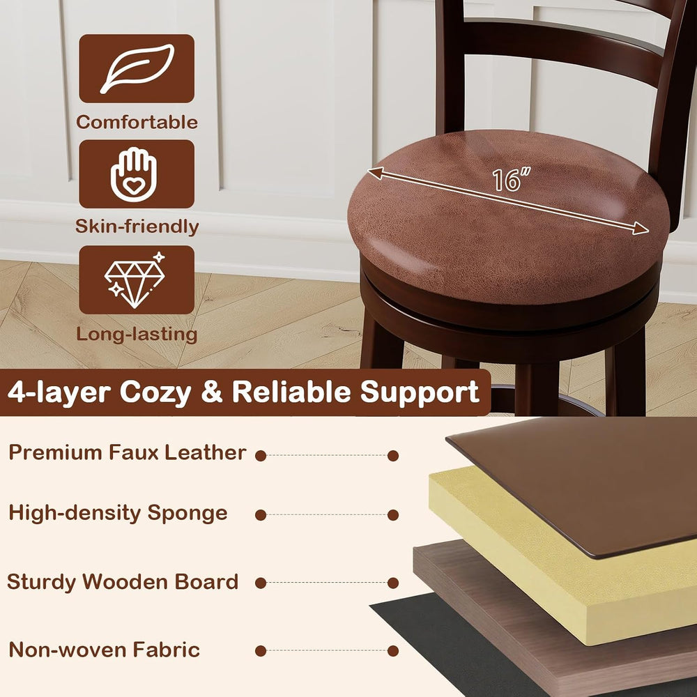 GIANTEX Swivel Bar Stools Set of 2, 30" Upholstered Counter Height Bar C...