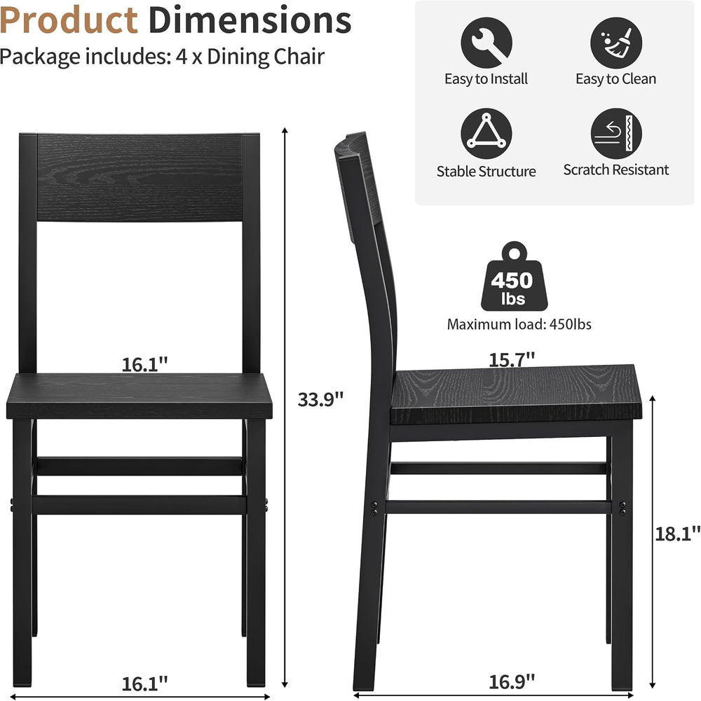 MECHYIN Black Dining Chairs Set of 4, Upgrade Farmhouse Kitchen Room Chair