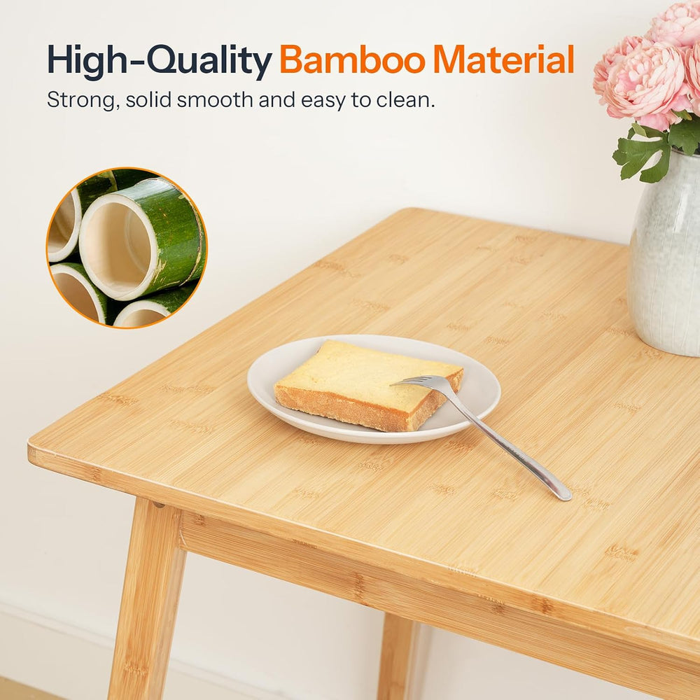 HOOBRO Bamboo Dining Table, Square Dining Table for 2, 27.6" Kitchen Tab...
