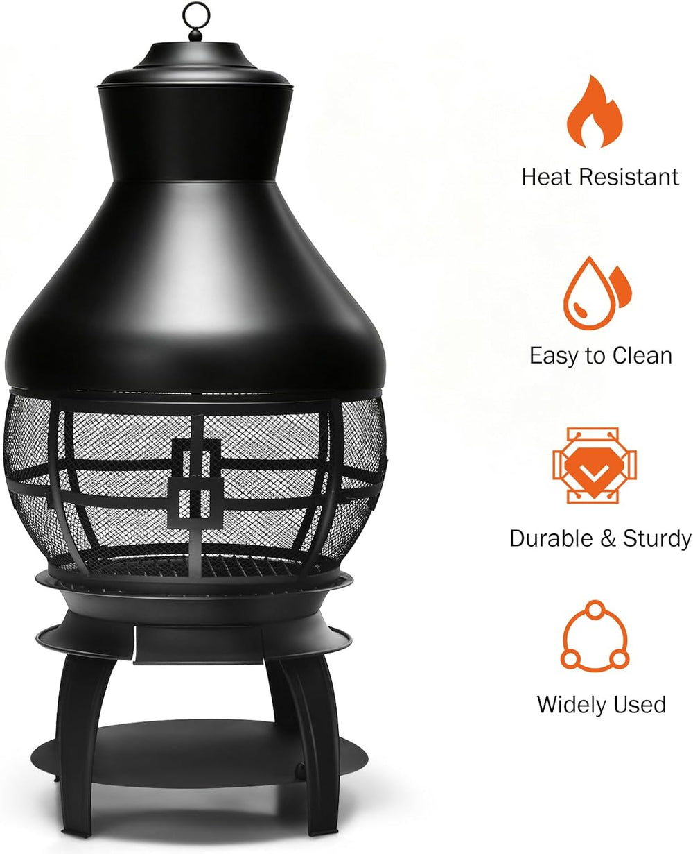 Giantex Wood Burning Chiminea, Heavy Duty Fireplace Chiminea for Patio