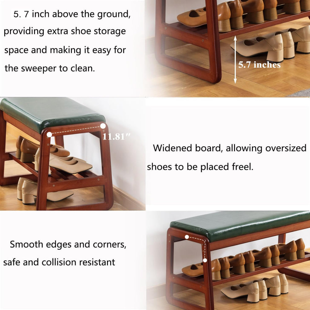 SOBIBO Solid Wood Shoe Bench, 2-Tier Wooden Entryway Bench, Modern Shoe Rack ...