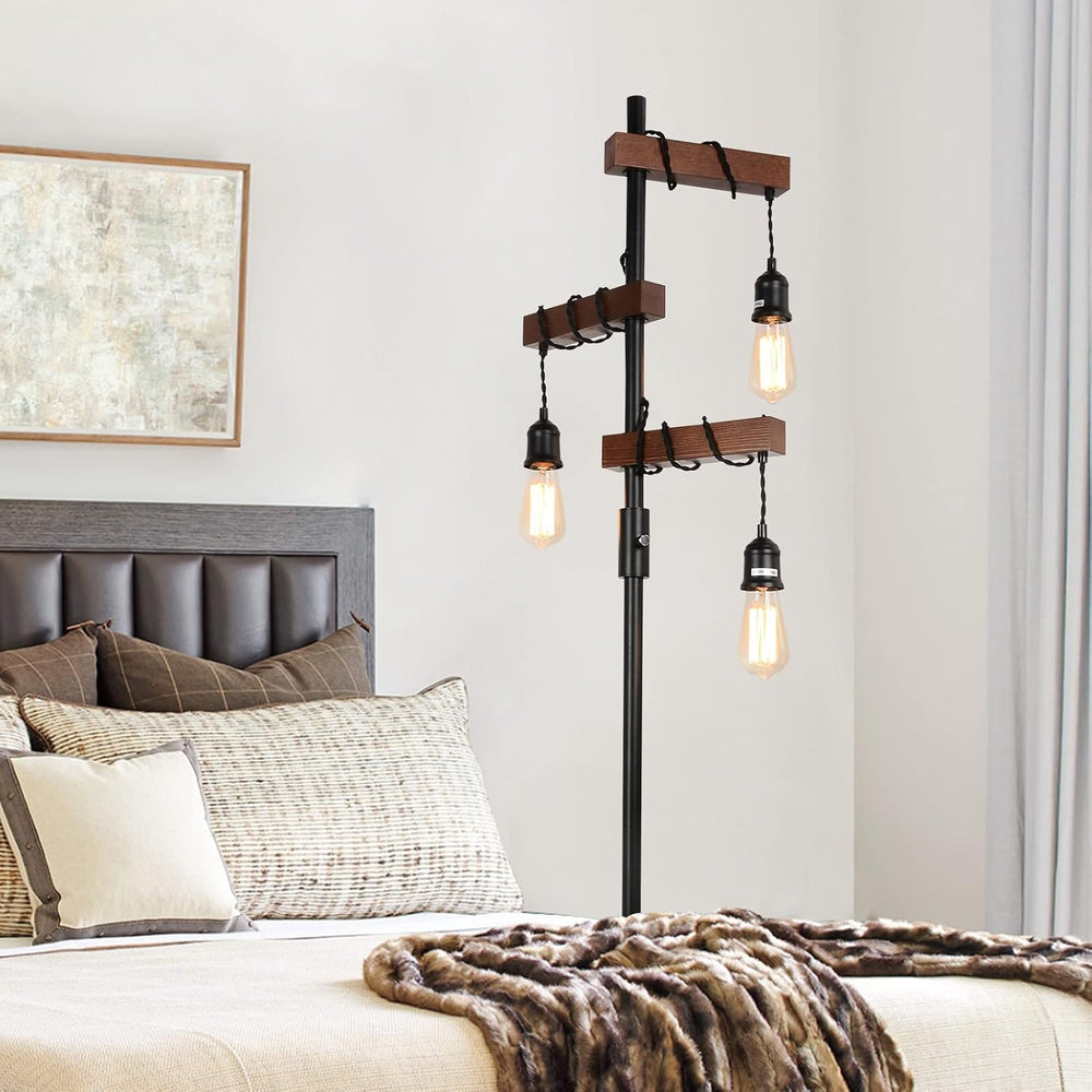 Dimmable Industrial Floor Lamp, Farmhouse Tree Floor Lamp, 68 Inch 3 Lights W...