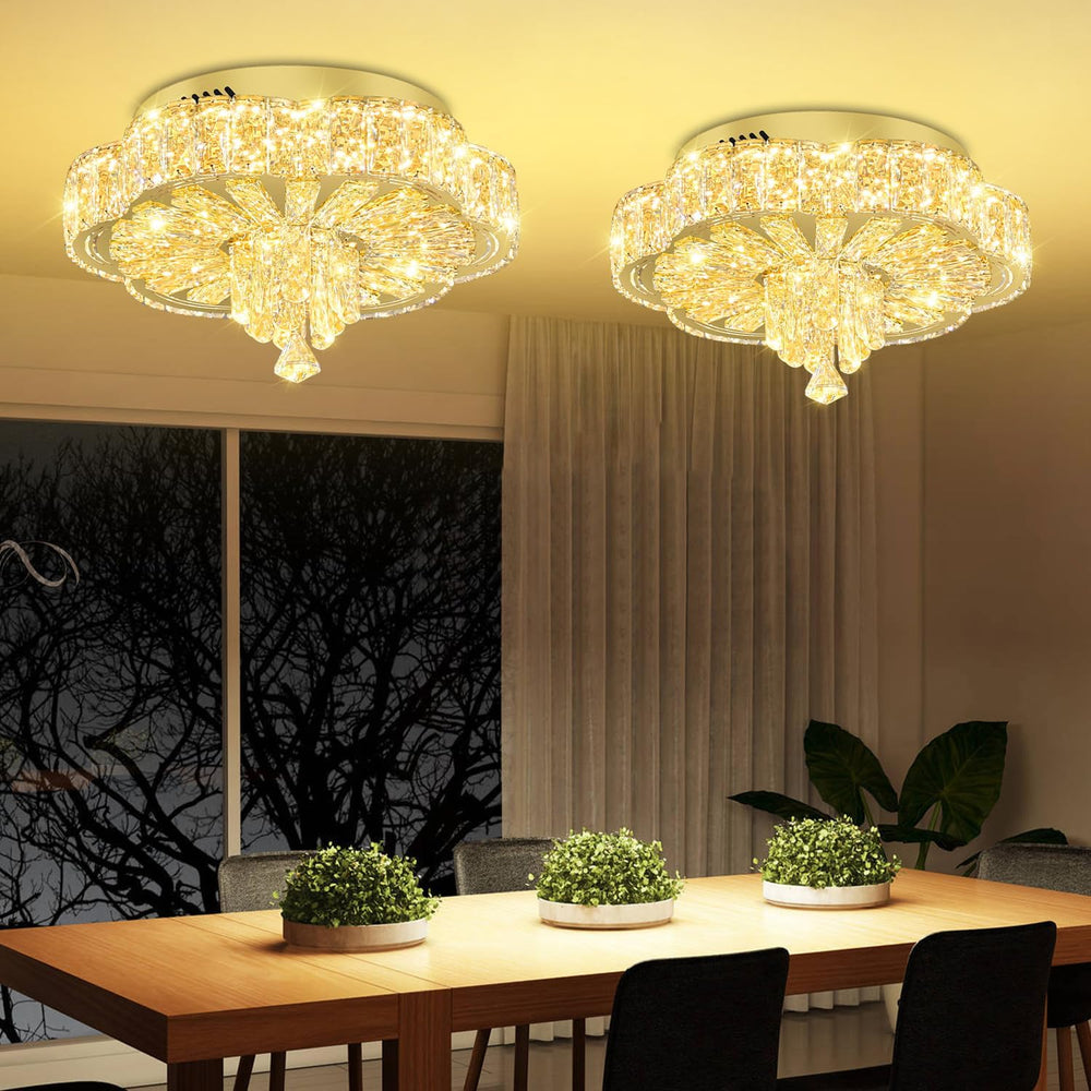 16in Gold Crystal Chandeliers for Living Room Dining Room Crystal Ceiling Lig...