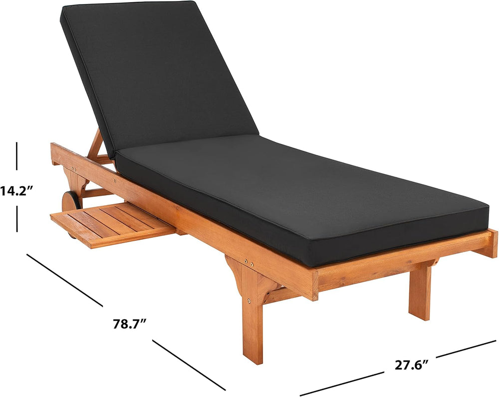 SAFAVIEH Outdoor Newport Chaise Lounge Chair, Natural & Black PAT7022X