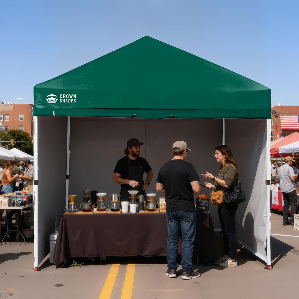 CROWN SHADES 10X10 Commercial Pop Up Canopy Tent with Sidewalls, Green