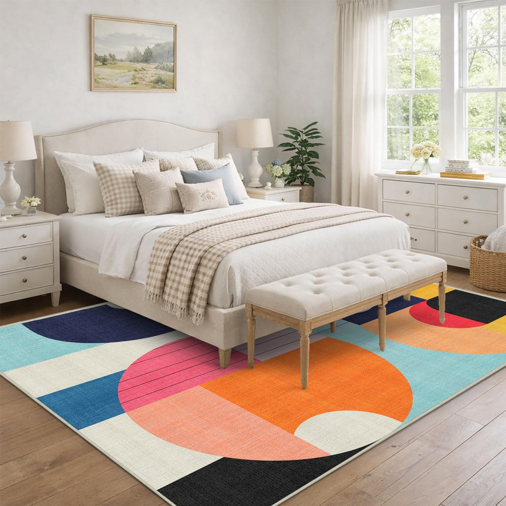 6x9 Area Rug Colorful Boho Geometric Carpet Modern Abstract Large Rug for Liv...