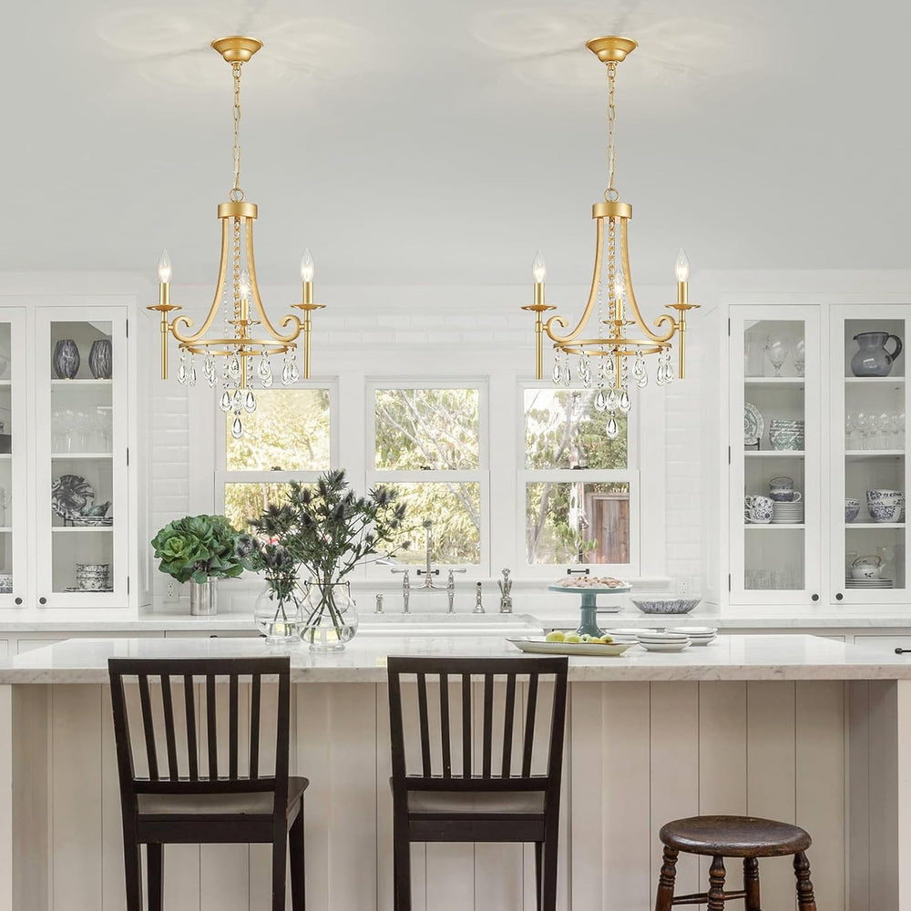 Small Crystal Chandelier, 3-Lights Modern Crystal Chandeliers for Dinning Roo...