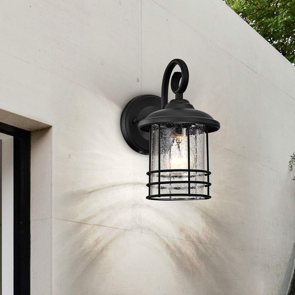 MICSIU 5.5" Wide Compact Narrow Farmhouse Matte Black Porch Light 2 Pack